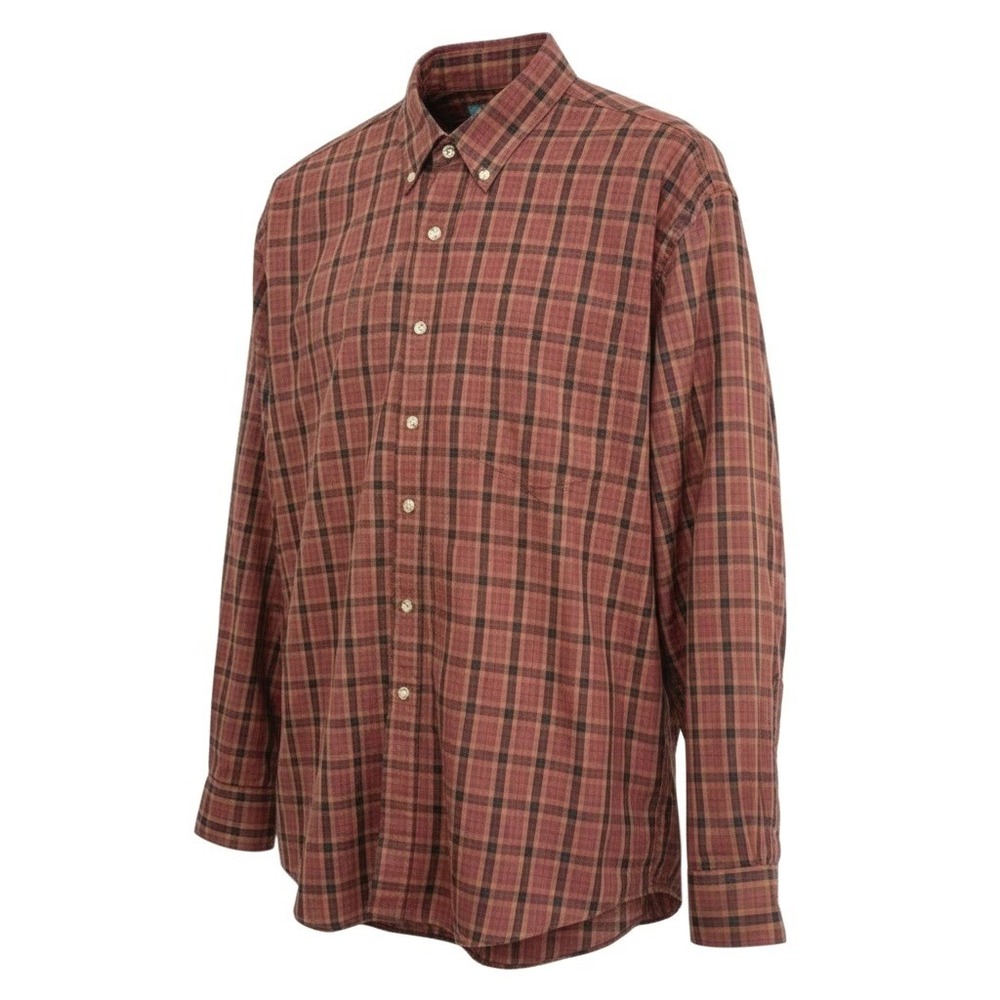 VTG Hill & Archer Plaid Button Down Shirt Long Sleeve Earth‎ Tone Cotton Blend L
